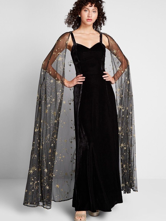 Collectif Dresses & Skirts - Collectif Black Celestial Occasion Velvet Maxi Dress Evening Gown (no cape) new